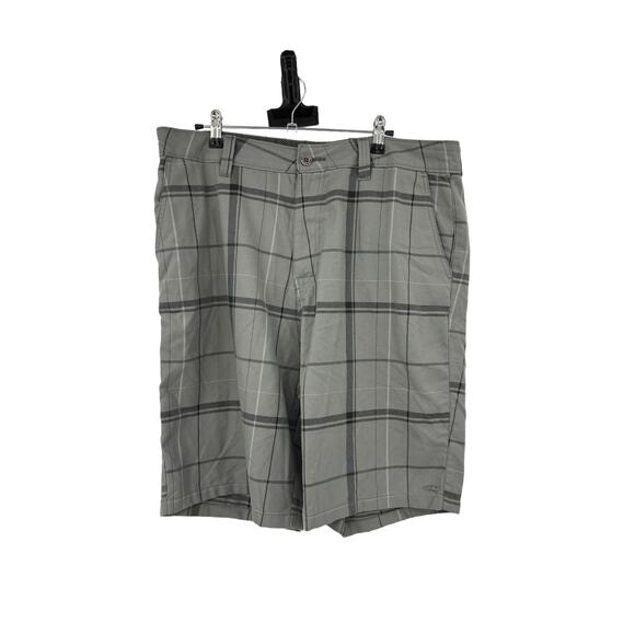 O'Neill Shorts Mens 36 Warren Flat Front Plaid Chino Charcoal Gray Casual - Picture 1 of 4